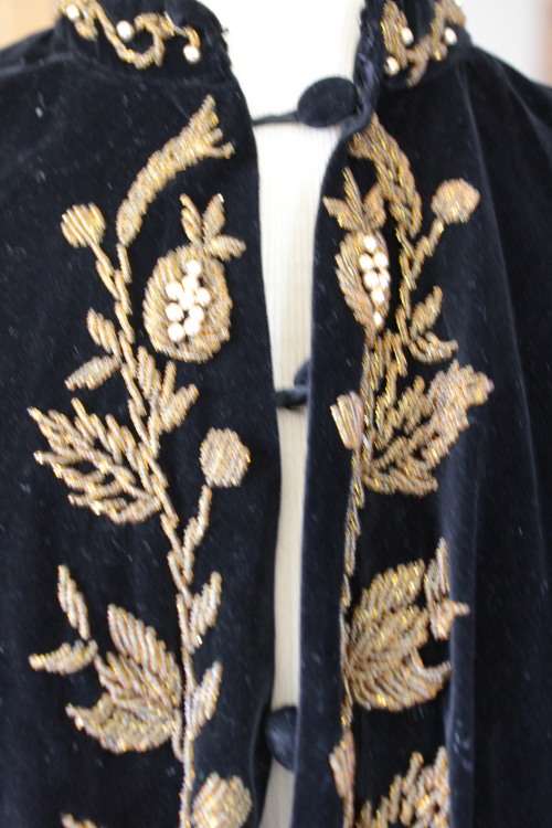Gorgeous Black Vintage Beaded Cape (Free Size)
