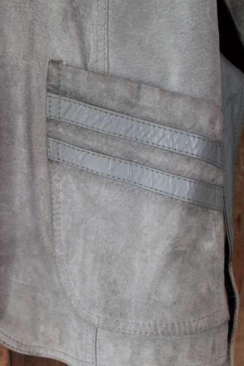 Grey Leather Jacket with Faux Fur (Medium)