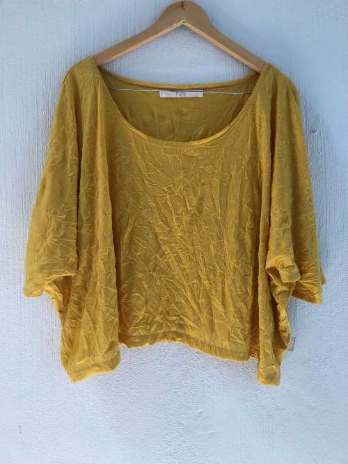 Mustard off Shoulder Cropped Shirt (Large / XL)