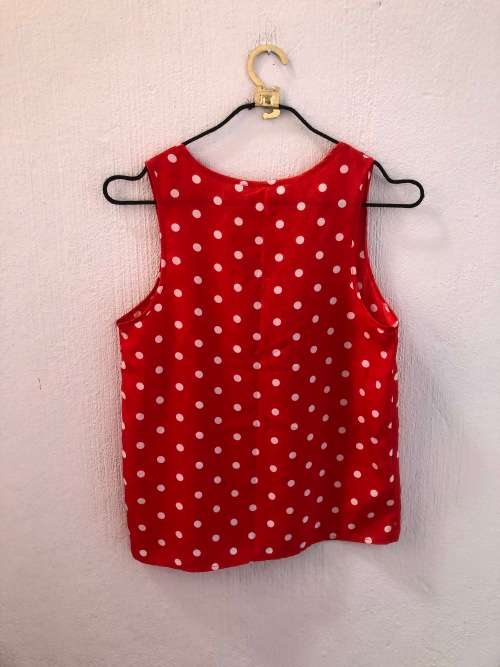 Red & White Polka Sleeveless Top (Small)