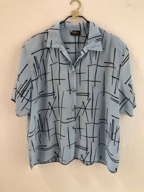 Blue Striped Button Up Shirt (Size 14)