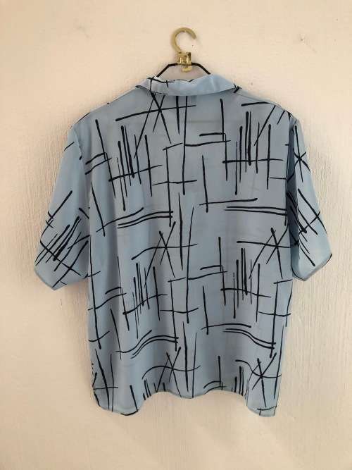 Blue Striped Button Up Shirt (Size 14)