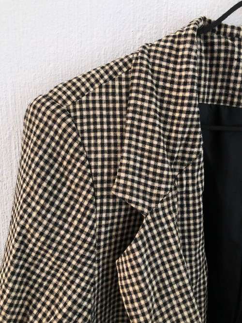Vintage Brown Black and White Check Jacket (Size16)