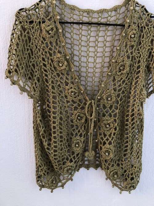 Green Crochet Top (Medium / Large)