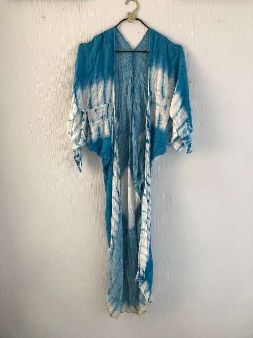 Blue and WhiteTie Dye Kimono (Free Size)