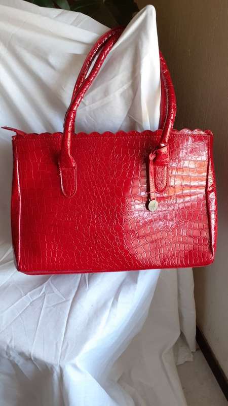 Red Faux Snakeskin Bag (26 x 39cm with a depth of 14cm)