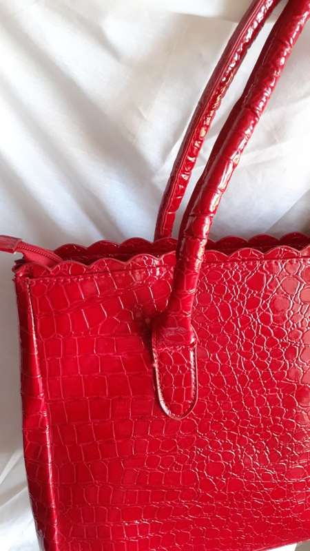 Red Faux Snakeskin Bag (26 x 39cm with a depth of 14cm)