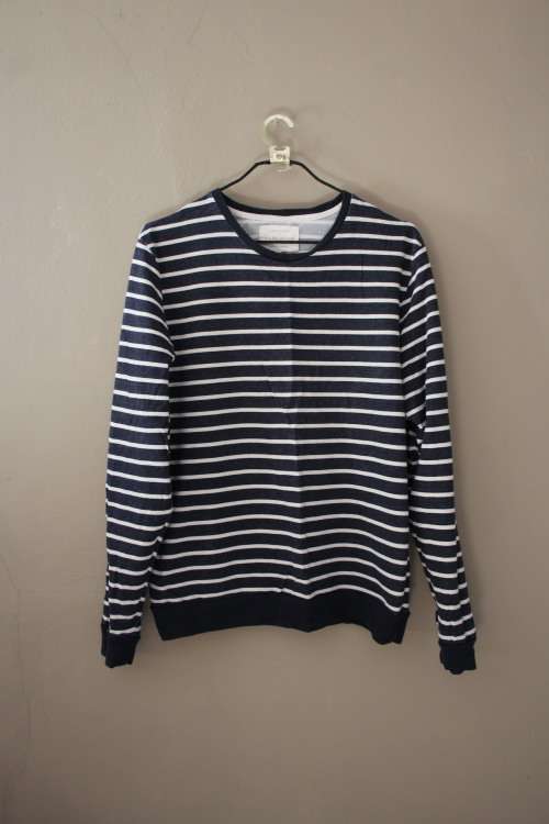 Navy and White Striped Top by River Island (Large)