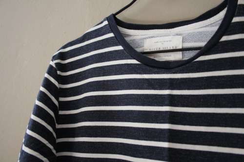 Navy and White Striped Top by River Island (Large)