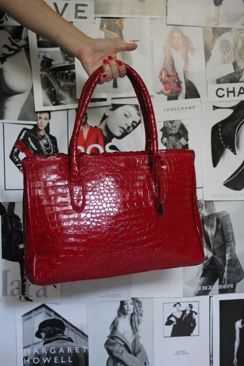 Red Faux Snakeskin Bag (26 x 39cm with a depth of 14cm)