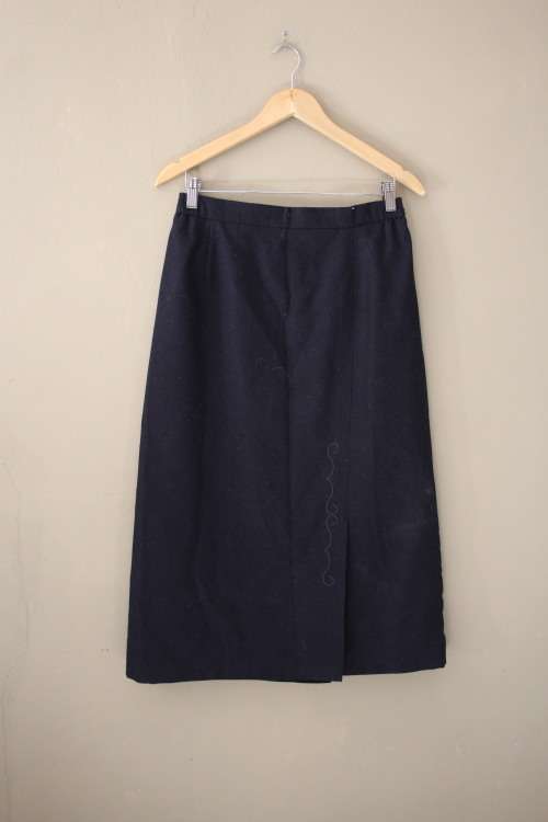Vintae Navy Blue Flannel Skirt (Size 12 - measures 36cm from left to right at top most part)