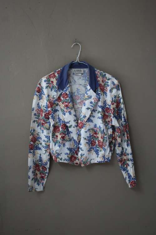 Vintage Blue Floral Jacket - Wounded bird (Medium)