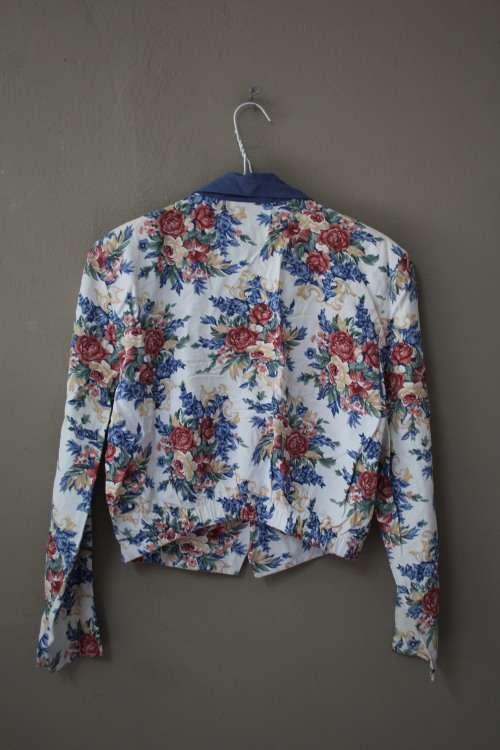 Vintage Blue Floral Jacket - Wounded bird (Medium)