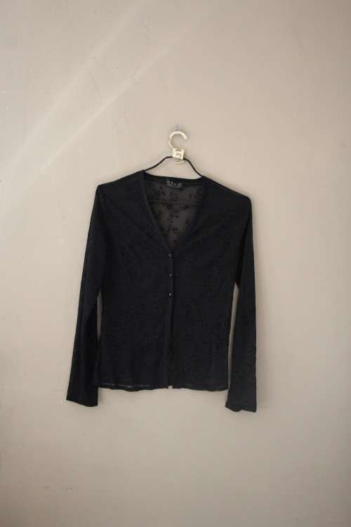 Vintage Early 2000`s Y2K Mesh Button Up Shirt (Medium / Large)