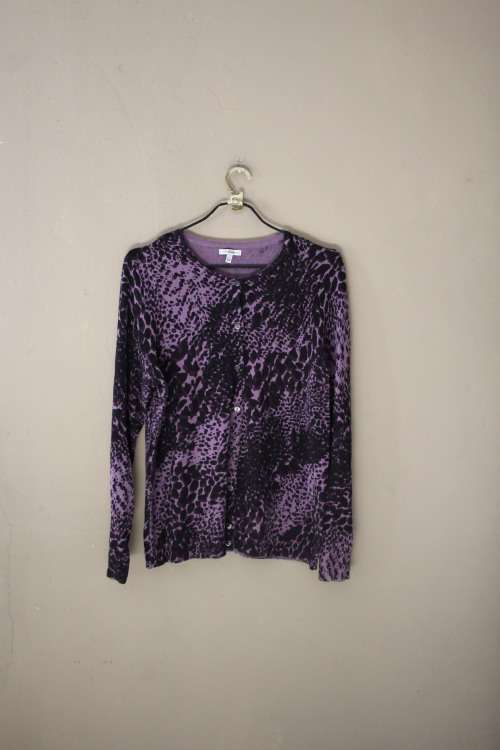 Vintage Y2K Purple Animal Print Cardigan (Large)