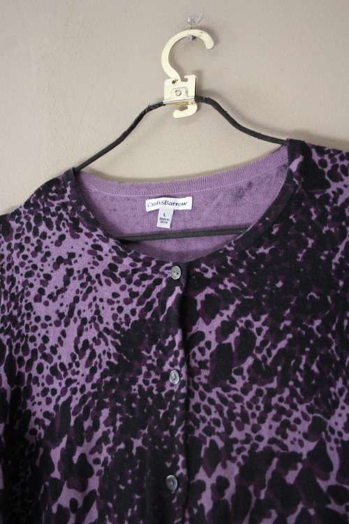Vintage Y2K Purple Animal Print Cardigan (Large)