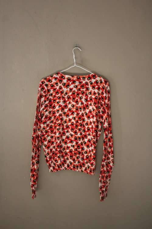 HandM Red and Orange Floral Button Up Cardigan (Small)