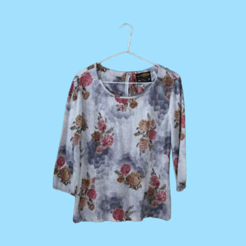 Vintage Grey Floral Top (Medium / Large)