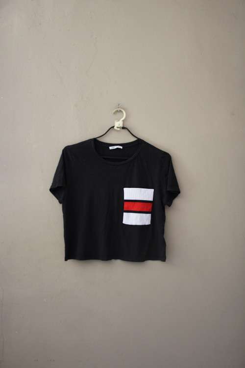 Black Zara Cropped T Shirt (Large)