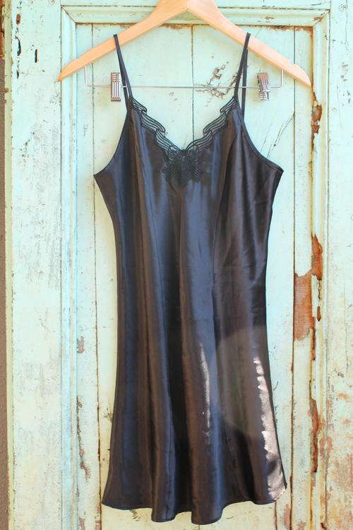 Vintage Black Satin Feel Slip (Says size 12 but will fit a small)