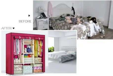 Wardrobe Tripple Storage- Cyan(Dark Blue color Only)