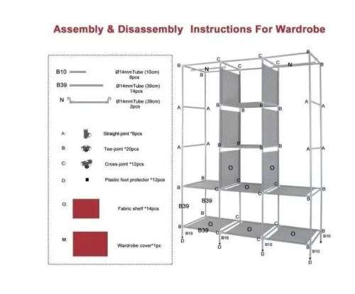Wardrobe Tripple Storage- Cyan(Dark Blue color Only)