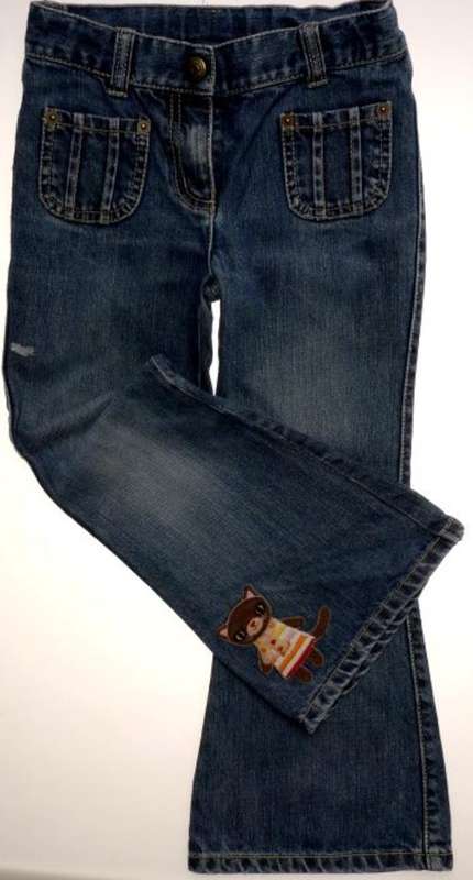 Gymboree girls age 5 kittie bootleg jeans adjustable waist  VERY GOOD used condition