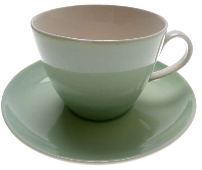 Continental China Vitreous collectable retro cup and saucer set green EXCELLENT condition