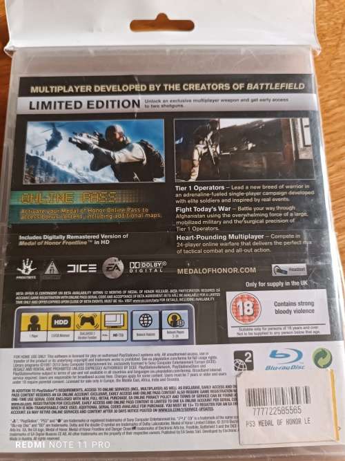 Ps3 Medal Of Honor Limited edition