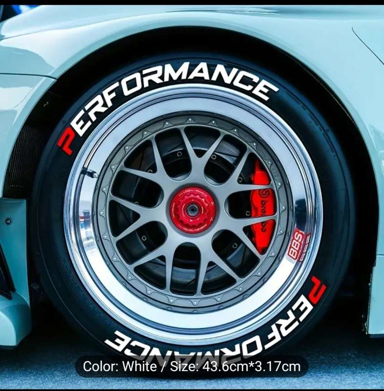 8pcs For 4 Tires Car Tire Letter Stickers PERFORMANCE 3D PVC
