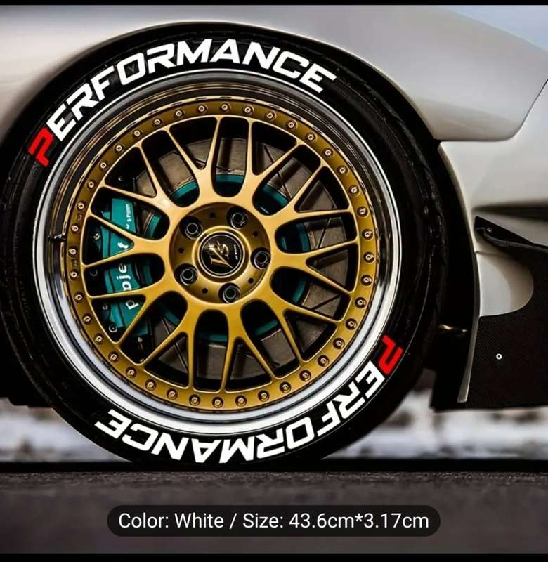 8pcs For 4 Tires Car Tire Letter Stickers PERFORMANCE 3D PVC