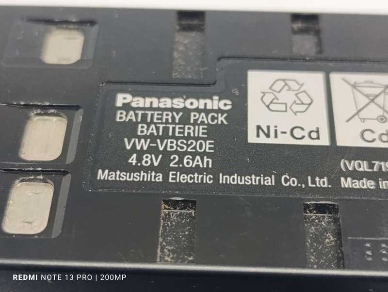 Panasonic Battery Pack VW-VBS20E 4.8V 2.6Ah Ni-Cd