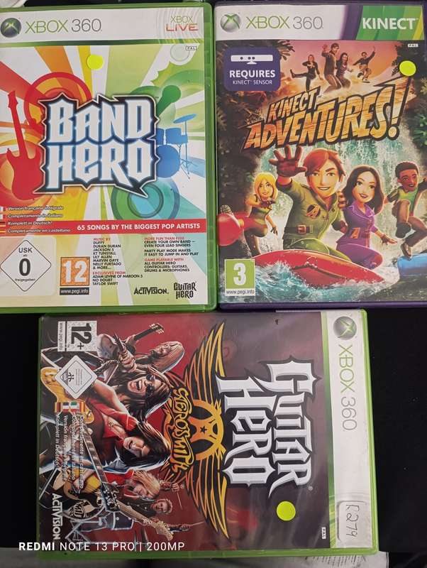 Xbox 360 Band Hero, Kinect Adventures, Guitar Hero Aerosmith