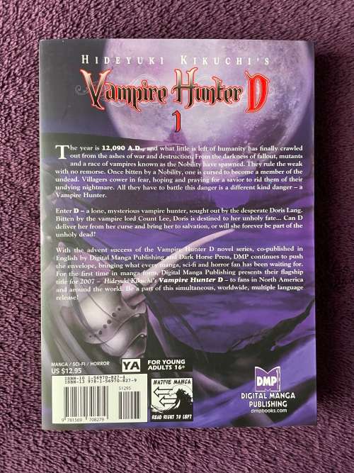 Hideyuki Kikuchi`s Vampire Hunter D Volume 1 Manga - Paperback