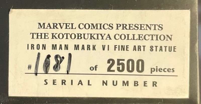 Kotobukiya Iron Man 2: Iron Man Mark VI Fine Art Statue - - 1081/2500 Limited