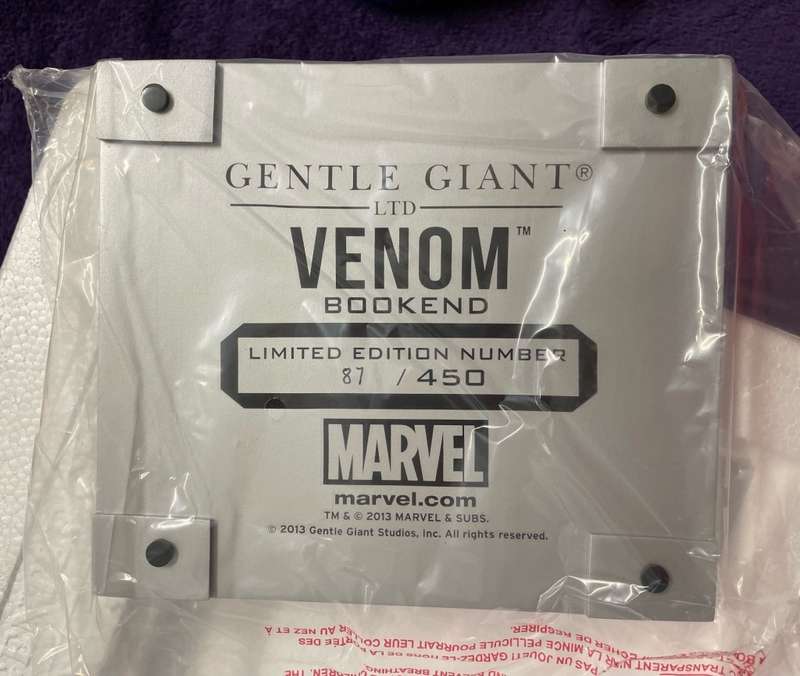Gentle Giant Studios Venom Bookend Statue Marvel - - 87/450 Limited