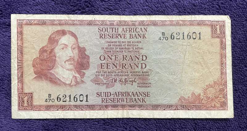 Old South African One Rand Bank Note