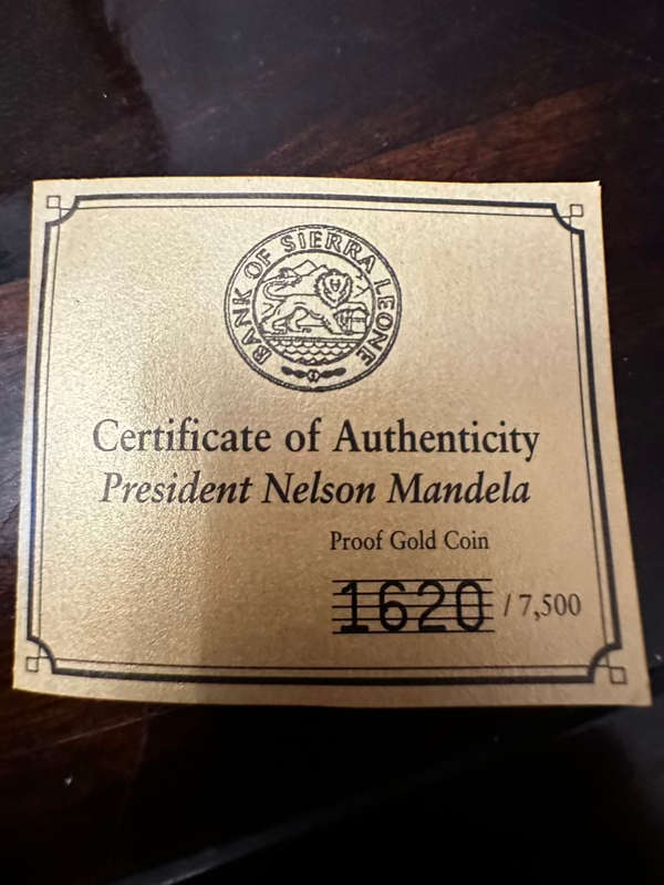 2004 Mandela Gold Proof One Tenth - President Mandela - Sierra Leone