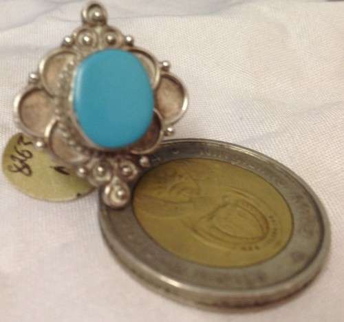 Vintage BEAUTIFUL OrnateSILVER  925 small  Ring With LIGHT BLUE  Stone