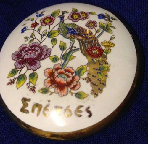 1xTERRACOTTA Ceramicbox24K GOLD TRIM+Greek empty 1ceramic perfume bottle
