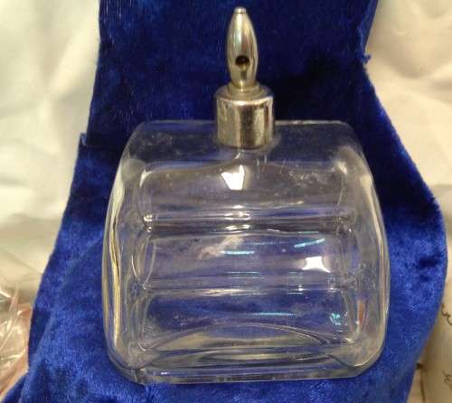 Perfume bottle - 1930 Art deco Horizontal stripes in glass damage -No pump
