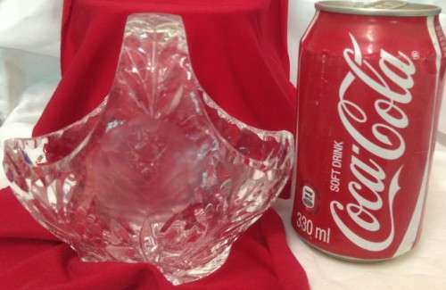 ROSE CUT  BOHEMIAN BASKET -baseThick Glass with stars cut