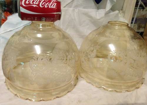 2 X GLASS shades  CEILING LIGHTS frosted frieze frilled edge Both for one bid
