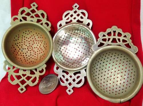 3TEA STRAINER -EPNS-MADE IN ENGLAND- decor ENDS"GREAT COUNTRY HOME DECOR"
