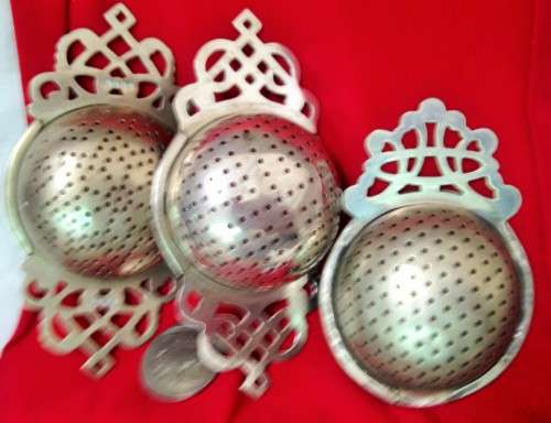 3TEA STRAINER -EPNS-MADE IN ENGLAND- decor ENDS"GREAT COUNTRY HOME DECOR"