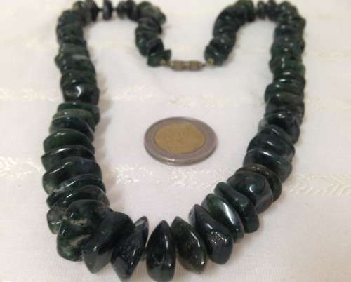81 MOSS AGATE GEMSTONEs-beaded knots betweeenTranslucent mottled pattern EXQUISITE
