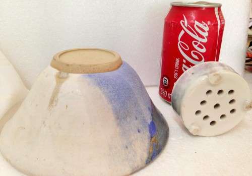 Vase + frog- Matching Ceramic blue degrees Beautiful UNUSUAL