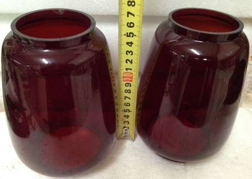 2 RUBY RED glass Oil/CANDLE Hurricane LAMP SHADE both for 1 bid