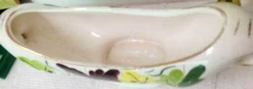 2 ITEMS-ITALY  LARGE*GONDOLA SHAPE VASE -2 HANDLES `1350` AUTUNNO-HAND PAINTED+*MATCHING ASHTRAY