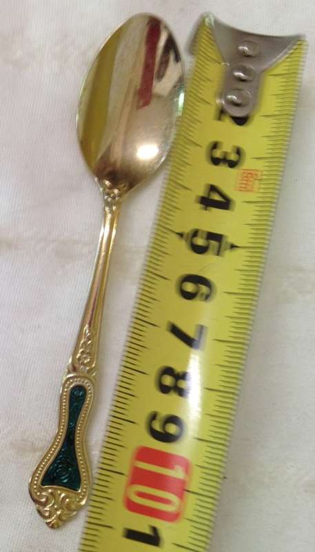 GOLD PLATED-220-8045 6 -TEA SPOON- QUALITY STAINLESS STEEL CUTLERY VINERS stamped STAINLESS STEEL] -